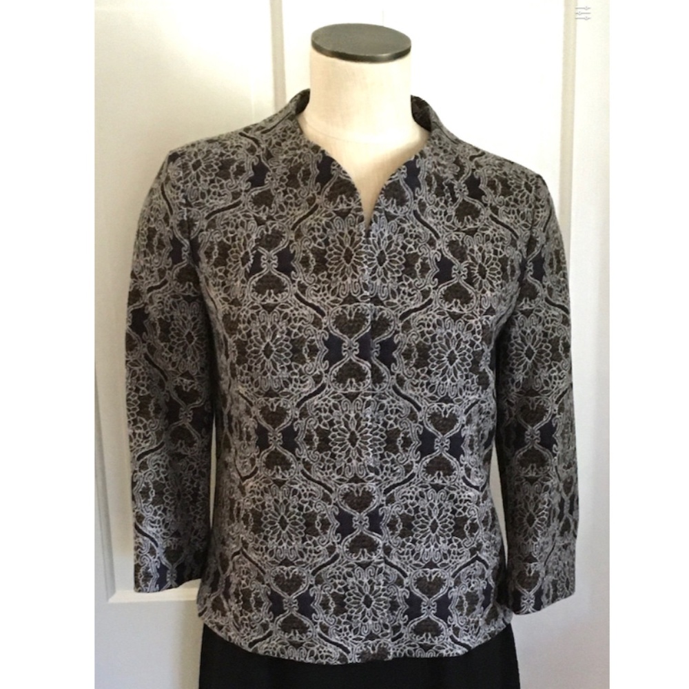 Gray Wool Suit Jacket Talbots Misses Size 4 Bust 38" Medallion Lined Pockets